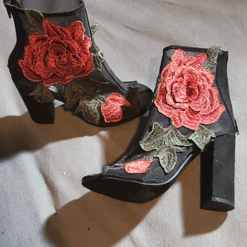 Peep toe booties
